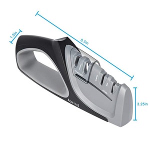 Afilador de cuchillos de cocina manual de múltiples granos, de acero inoxidable, con 4 ranuras, para cocinar en casa, con hoja de acero de tungsteno y mango de ABS. - Product Image 4