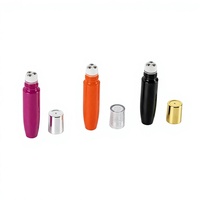 Flacon roll-on en plastique de 15 ml avec 3 billelettes, rechargeable, vide, pour emballage cosmétique, OEM ODM