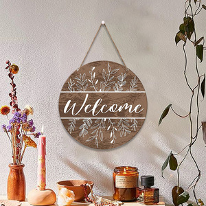 Panneaux suspendus disponibles, panneau de bienvenue rond décoratif en bois, décoration de porte d'entrée, décoration murale de ferme, porte-manteau mural. - Product Image 3