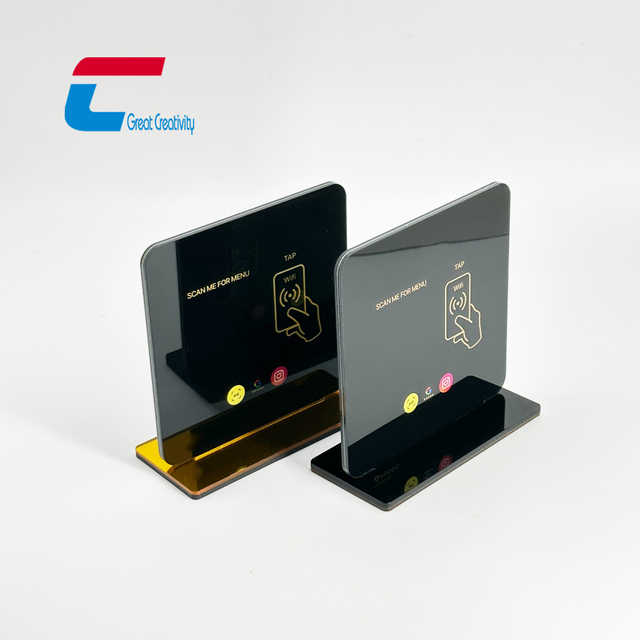 Popular Durable Contactless NFC Google Review Stands Acrylic Menu Display Stand with Base