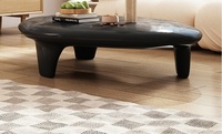Table à thé en verre noir minimaliste moderne Style Wabi-Sabi en forme de galet pour petite maison appartement meubles de salon créatifs