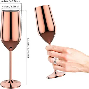 Set <span class=keywords><strong>di</strong></span> 6 <span class=keywords><strong>Bicchieri</strong></span> da Vino Ecologici in Acciaio Inossidabile Infrangibili 220ml/250ml, Calici per Cocktail da Bar - Product Image 5