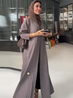 Abaya plissée ouverte élégante pour femme musulmane, respirante, à manches longues, style maxi, pour l'été et le printemps, tenue quotidienne islamique de Dubaï