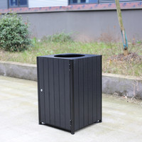 Poubelle extérieure simple en plastique imitation bois, de taille moyenne, pour rues, parcs et collectes de déchets commerciaux