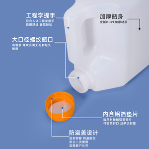 ถังสี่เหลี่ยม HDPE ขนาด 5 ลิตร ปิดสนิท ป้องกันการขโมย บรรจุภัณฑ์เกรดอาหาร - Product Image 1
