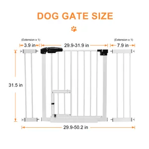 Yee gerbang keamanan hewan peliharaan pagar keselamatan anak dengan pintu kucing kunci pengaman tinggi dapat disesuaikan gerbang hewan peliharaan pena Bar anti-maling gerbang anjing