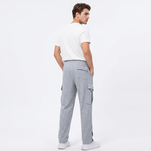 <b>Men's</b> Casual Eco-friendly Drawstring <b>Cargo</b> Sweatpants Multiple Pockets Gray <b>Green</b> 100% Cotton Midweight Autumn Wear Office - Product Image 4