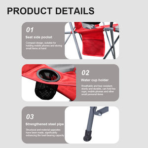 เก้าอี้ตั้งแคมป์โลหะน้ำหนักเบาพับได้เป็นมิตรกับสิ่งแวดล้อมพร้อมที่วางถ้วยและที่วางแขนสำหรับท่องเที่ยวตั้งแคมป์ชายหาดสำหรับการเดินป่า - Product Image 2