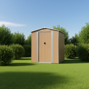 Casetta da giardino in acciaio zincato marrone chiaro 75.6x107.9x87.8 pollici per deposito attrezzi - Product Image 2