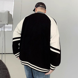 เสื้อแจ็คเก็ตเบสบอลแบรนด์แฟชั่นสไตล์เรโทรสำหรับผู้ชาย ฤดูใบไม้ผลิ ฤดูใบไม้ร่วง ไซส์ใหญ่พิเศษ ทรงหลวม สวมใส่สบาย คอตั้ง - Product Image 3