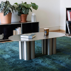 Mesa de Centro Moderna con Espejo, Cuadrada, Baja, de Acero Inoxidable para Sala de Estar - Product Image 5