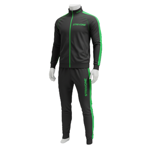 Chaqueta Deportiva con Capucha para Hombre Strivone Premium de Invierno |   Secado Rápido 100% Poliéster |   Top Deportivo Negro con Cierre Verde para Gimnasio - Product Image 1