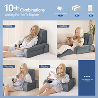 Lesekissen 10-in-1 Rückenkissen für Bett und Sitzen mit Abnehmbaren Armlehnen Rückenstütze mit Gel-Memoryschaum Ehepartner-Kissen