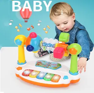 Baby Rotating Music Piano With Light Sound Educational Toy Animals Sounding Keyboard Baby Playing Type Musical