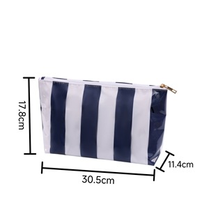 Nuova <span class=keywords><strong>Tendenza</strong></span> Personalizzata: Borsa per il Trucco Grande e Trasparente con Rivestimento in Vinile, Fiocco e Righe, Organizer Cosmetico da Viaggio in PVC per Donne - Product Image 2