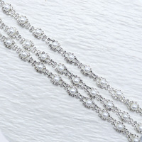 1 Yard de ruban à franges en perles et strass, avec applique en cristal argenté, pour couture DIY, robes de soirée, de mariée et tenues de mariée