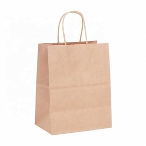 Bolsas de Papel Kraft Blancas y Marrones de 13*8*21cm con Asas para Festivales, Compras, Tiendas, Fiestas, Regalos, Empaques Comerciales - Product Image 1