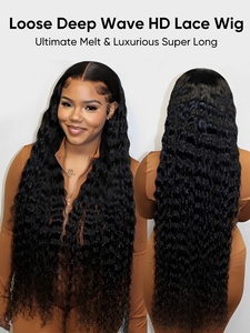 Parrucca Loose Deep Wave con Cordoncino Regolabile, 13x4 HD Trasparente, 100% <span class=keywords><strong>Capelli</strong></span> Umani Vergini Remy Cambogiani, con Piccola Attaccatura Naturale - Product Image 5