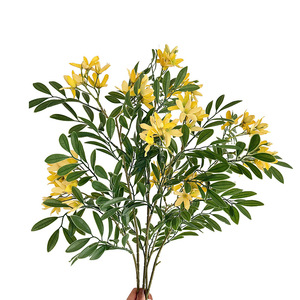 Flores Artificiales de Michelia Figo, Rama Individual, Blancas y Amarillas, de Plástico y Tela, Alta Simulación, Decoración para Bodas y Hogar - Product Image 5