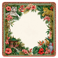 Alas Mahjong Mewah Motif Hutan Tropis Monyet Leopard Amerika 31.5 Inci, Alas Permainan Persegi Anti Selip Modern Lipat dari Neoprena Khusus