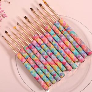 Ensemble de pinceaux à ongles avec manche en métal effet écaille de poisson, pour liner, ombrage, gel UV, French manucure, et pinceaux de précision grands, ronds, plats, ovales - Product Image 1