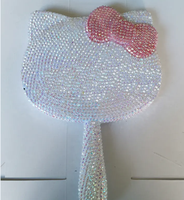 Miroir de maquillage en plastique à poignée unique, miroir de princesse girly, miroir brillant et adorable en carton