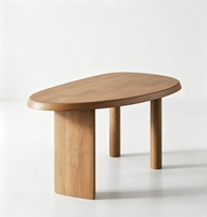 Bureau d'écriture et d'ordinateur moderne, durable, écologique, en bois de frêne massif, de forme ovale et incurvée, pour le bureau à domicile et la salle d'étude