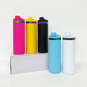 Gobelet isotherme personnalisé 20 oz avec logo, finition arc-en-ciel, pour impression DIY, revêtement poudré, couleurs mélangées, bouteille d'eau anti-fuite avec couvercle à clapet - Product Image 2