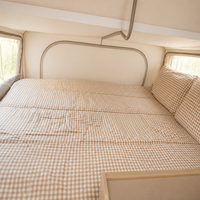 Parure de lit complète en coton biologique pour caravane Queen, motif Gingham, avec housse de couette à fermeture éclair et anneau de traction, pour lit superposé de camping-car, vente en gros OEM