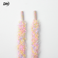 Lacets plats en peluche doux et moelleux, multicolores dégradés, unisexe, 13 mm, en textile, pour remplacement de lacets de baskets et chaussures décontractées