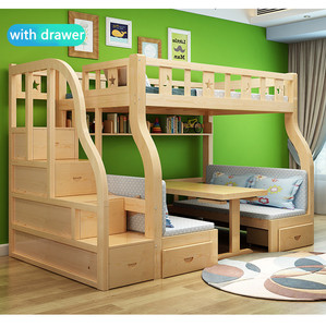 High Quality Indoor Bedroom Furniture Set Kids Wooden Double Bunk <strong>Bed</strong> for Children with Desk Drawer and <strong>Slide</strong> <strong>Bed</strong> Preschool - Product Image 6