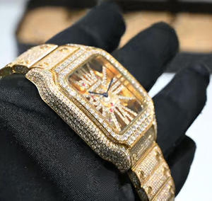 Reloj de Cuarzo Cuadrado para Hombre, con Incrustaciones de Moissanita VVS Color D, Acero Inoxidable con Baño IP, Venta al Por Mayor - Product Image 2