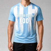 Maillot de sport personnalisé à col en V et manches courtes, à rayures vieillies, pour équipes et clubs de football