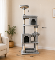 En gros Arbre à chat multi-niveaux extra haut en sisal avec hamac double en peluche et griffoir