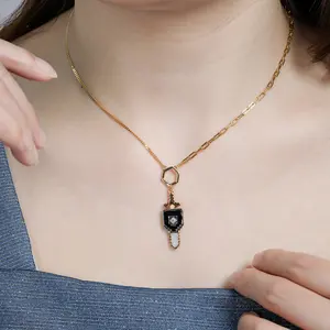 HAIKE Original 925 Sterling Silver Gold-plated Dual Color Zircon Fashionable And Exquisite Adjustable Collarbone Chain