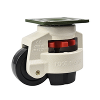 Roue pivotante de nivellement en nylon MC de 50 mm, roue à roulement dur, roue industrielle à plateau, hauteur réglable avec protections filetées
