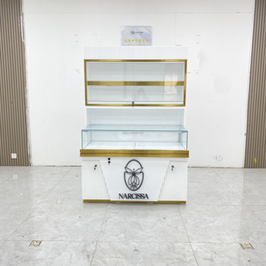 Thanh lịch trắng-vàng trang sức hiển thị tủ hai lớp hiển thị với logo tùy chỉnh và ánh sáng chuyên nghiệp - Product Image 2