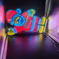 Lampe de nuit LED néon 3D effet miroir infini en acrylique, veilleuse de dessin animé à piles, lampe de bureau Art Déco avec télécommande, cadeaux et décoration