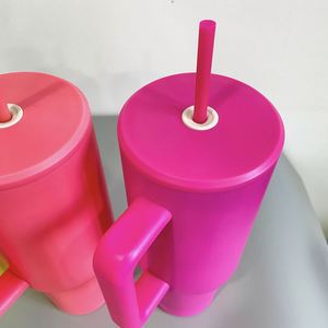 Lot de 25 tasses à café de voyage isothermes vierges pour sublimation H3.0 40oz, colorées, finition mate brillante, avec couvercle plat et poignée - Product Image 2
