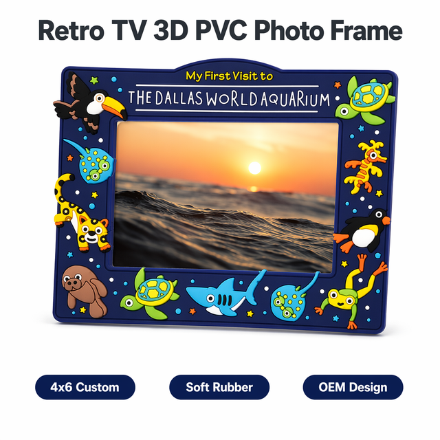 Retro TV Shaped 3d Pvc Custom Photo Frame OEM 4x6 Promotional Vintage Home Decoration Gift Picture Soft Rubber Customized