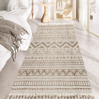 Tapis de salon/chambre à coucher/bord de lit en polyester, style ethnique, à poils ras, antidérapant, lavable en machine, adapté aux animaux domestiques, toutes saisons, style vintage