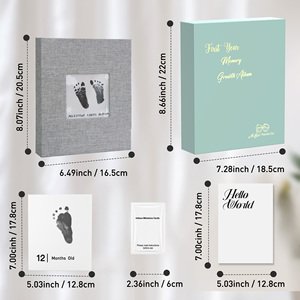 Carte pietra miliare per bambini 15 pezzi Kit per la mano e l'impronta del bambino Album mese di inchiostro blocco per pietra miliare del libro ricordo dell'impronta del bambino - Product Image 2