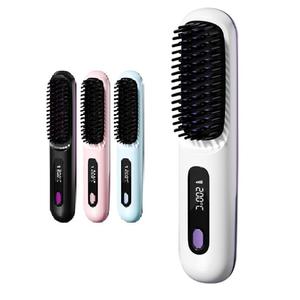 0728 2025 Portable <b>Heated</b> Cordless Mini Hair Brush Rechargeable 3000mah Straightener Hot Comb for - Product Image 2