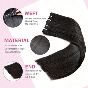 Lots de Cheveux Humains Lisses Naturels 10-26 Pouces 100% Cheveux Humains Peuvent Être Redessinés Ondulation Personnalisée Disponible Lots de Cheveux Vierges - Product Image 2