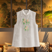 Nouveau Gilet Chinois Kesi Brodé à la Main pour Femme, Coupe Ample, Sans Manches, Style Rétro Élégant, Vêtement d'Extérieur