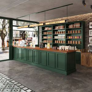 เคาน์เตอร์ร้านกาแฟสุดหรู เป็นมิตรกับสิ่งแวดล้อม ทนทาน |   แบบร้านกาแฟสำเร็จรูป |   การตกแต่งภายในร้านกาแฟแบบกำหนดเองสำหรับห้างสรรพสินค้า - Product Image 1