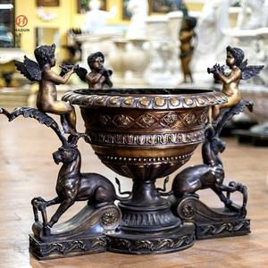 Oeuvre en métal classique coulée Bronze enfant Vase <span class=keywords><strong>Versailles</strong></span> chérubin urne socle Statue - Product Image 6