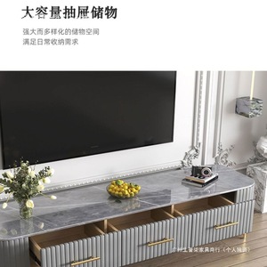 Italian Style Tv Stand And Coffee <b>Table</b> Set Marble Top Storage Living Room Furniture Modern Minimalist Design For <b>Small</b> - Product Image 4