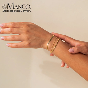 EMANCO Y2K Classic <strong>Stackable</strong> Layered Charm <strong>Bracelets</strong> Stainless Steel Women's 14K Gold/Silver Color Jewelry Gift Daily Party - Product Image 1