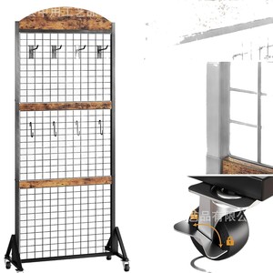 Ironwood Storage Pegboard <b>Shelf</b> Grid Wall Panel Display Rack Portable Kitchen Organizer With <b>Hooks</b> And <b>Shelves</b> - Product Image 3